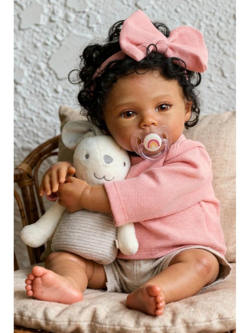 18 Inch Realistic African American Baby Doll Soft Vinyl Body with Clothes Kid 3+